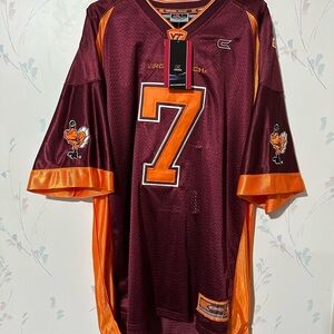 Virginia Tech #7 Colosseum Maroon and Orange Men's Football Jersey NWT